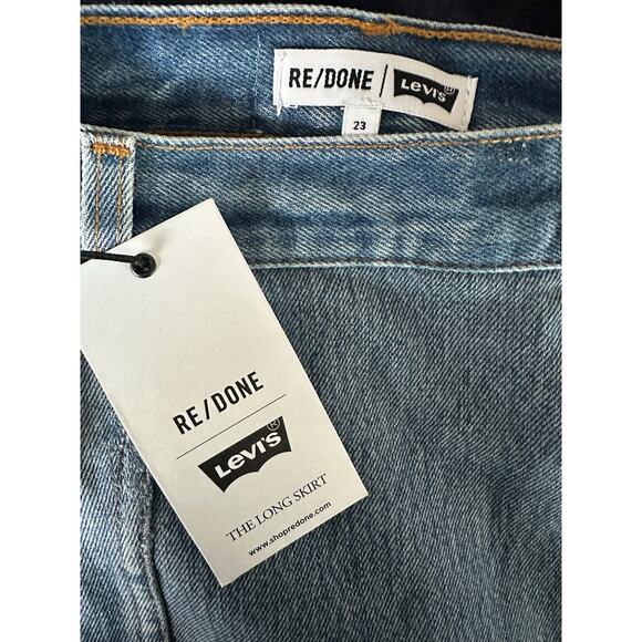 RE/DONE Levi’s Long Indigo Denim Skirt Size 23 NEW NWT! - Picture 2 of 10